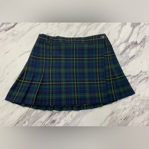 Plaid Mini Skirt in Green and Blue